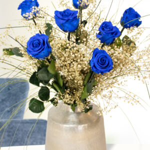 Blauw long life rozenboeket
