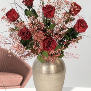 Bordeaux rood long life rozenboeket