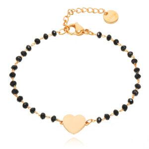 Cilla Armbanden Zwart Kristal en Hartje - Goudkleurig