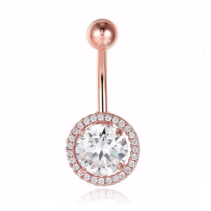 Cilla Navelpiercing van RVS - Bling Rosegoudkleurig