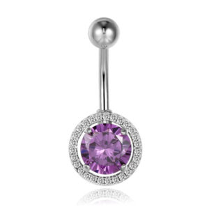 Cilla Navelpiercing van Titanium - Bling Zilver & Paars