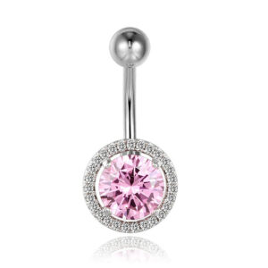 Cilla Navelpiercing van Titanium - Bling Zilver & Roze