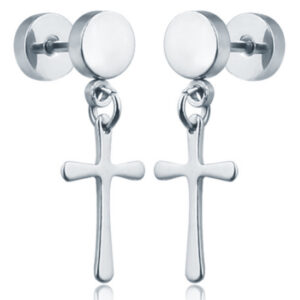 Cross Stud oorbellen Titanium Silver