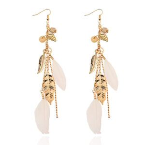 Deja oorbellen met Kettinkjes, Bedeltjes en Veertjes - Goudkleurig