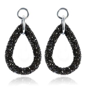 Druppel oorbellen Oval Crystal Black