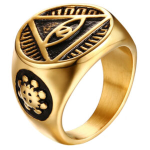 Edelstaal zegelring voor mannen Eye Of Providence Gold-21mm