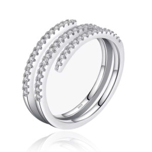 Elenza Sterling .925 Zilveren Dubbele Band Ring met Zirkonia-15mm
