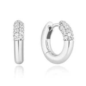 Elenza Zilverkleurige Oorbellen met Pavé Zirkonia