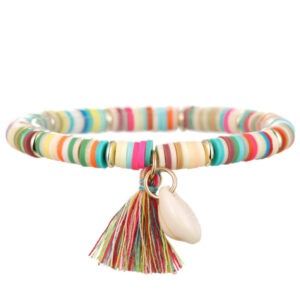 Enkelband Platte Kralen Schelp & Kwastje - Summer