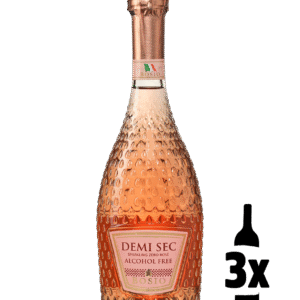 3 flessen Bosio Demi Sec Sparkling Zero Rosé Alcoholvrij Probeerpakket