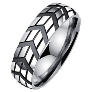 Gegroefde edelstaal heren ring-19mm