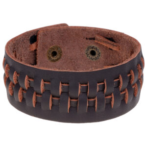 Gevlochten lederen heren armband Donkerbruin