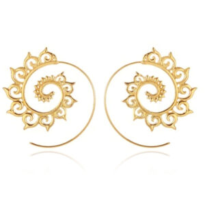 Goudkleurige Ronde Oorstekers Dames Spiraal verguld