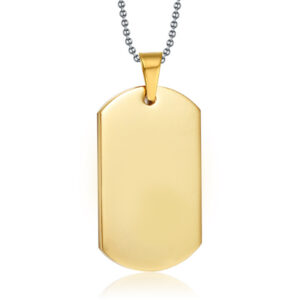 Goudkleurige Dogtag kettinghanger met ketting