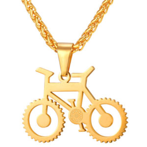 Heren ketting met hanger edelstaal Goudkleurig Bicycle