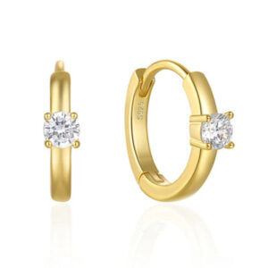 Klassieke Elenza Goudkleurige Oorbellen met Solitaire Zirkonia - Tijdloze Dames Sieraden