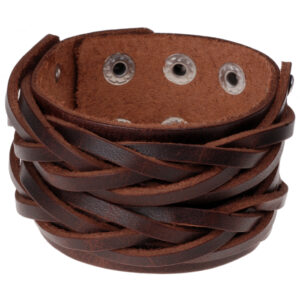 Leren mannen armband bruin ingesneden leer