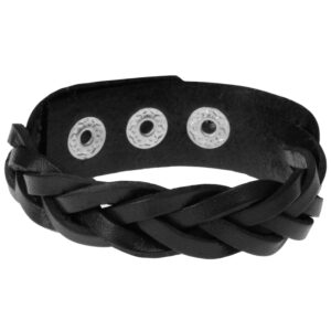 Leren mannen armband Twisted Wrap Zwart