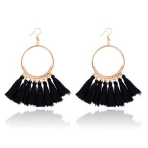 LGT JWLS Oorhangers Cirkel en Zwarte Kwastjes