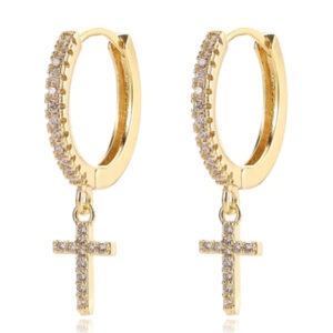 LGT JWLS Oorringen met Kruis Hanger - Cross Goudkleurig