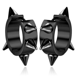 LGT Jewels Oorringen Edelstaal Spike Zwart