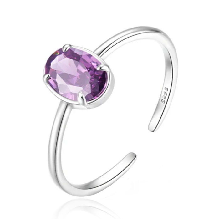 Luxueuze Elenza Zilveren Ring met Paarse Kristal - Onberispelijke Klasse voor Dames