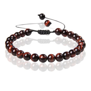 Memphis No.2 Natuursteen Armband Dames - 6mm Rode Tijgeroog