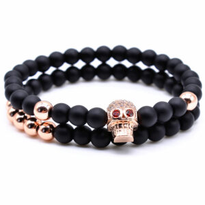 Memphis kralen armband Agaat Skull Rose