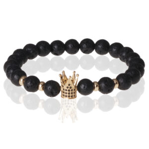 Memphis kralen armband Lavasteen Crown Goudkleurig
