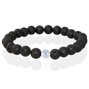 Memphis Kralen Armband Lavasteen Edelstaal Kraal-21cm