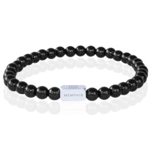 Memphis Kralen Armband Zwarte Onyx Agaat Edelstaal Kraal-19cm