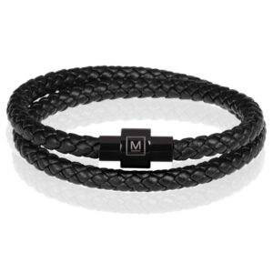 Memphis leren wrap armband Zwart-21cm