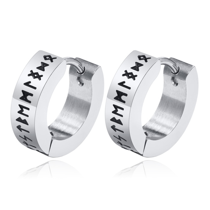 Mendes Rune Script Oorring - Silver Viking 1 Mendes Rune Script Oorring - Silver Viking