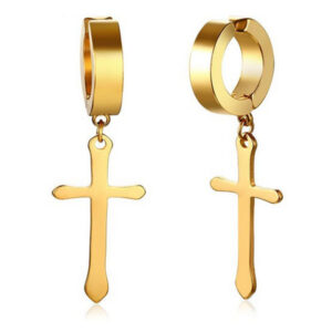 Mendes heren oorringen Kruis edelstaal Goud