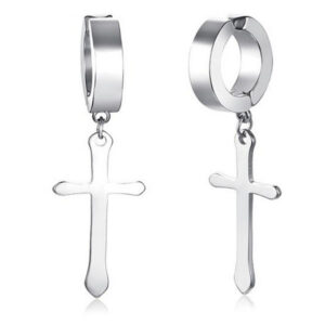 Mendes heren oorringen Kruis edelstaal Zilver