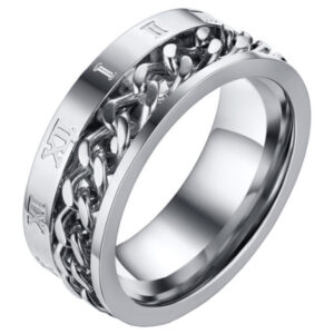 Mendes heren ring Cuban Link Roman Numeral Silver-20mm