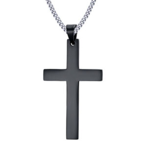 Mendes Kruis kettinghanger Cuban Zwart Zilver L