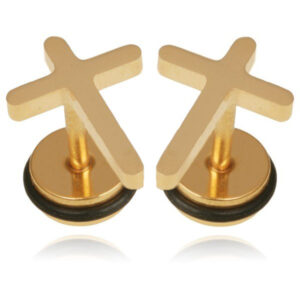 Mendes Kruis Stud oorbellen Edelstaal Goudkleurig