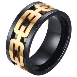 Mendes zwarte mannen ring Gouden Ketting-20mm
