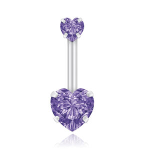 Navelpiercing Edelstaal Double Heart Paars
