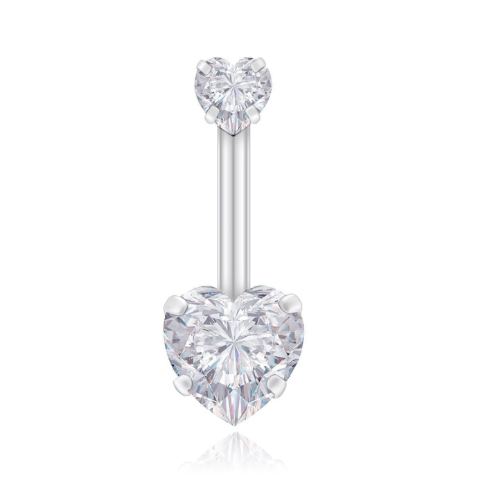 Navelpiercing Edelstaal Double Heart Transparant 1 Navelpiercing Edelstaal Double Heart Transparant