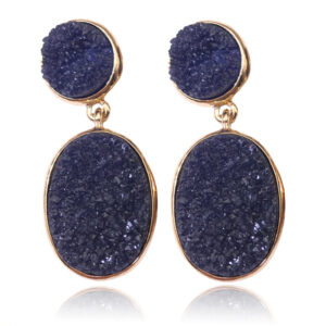 Ovale Deja Oorhangers - Resin Dark Blue