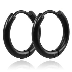 Smalle edelstaal oorringen Zwart-12mm