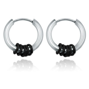 Stalen creolen Flexible Rings Silver Black-14mm