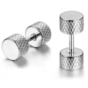 Stalen Stud oorbellen Barbell Zilver 5mm