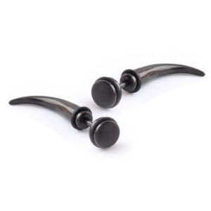 Titanium Stud oorbellen Hoorn Zwart