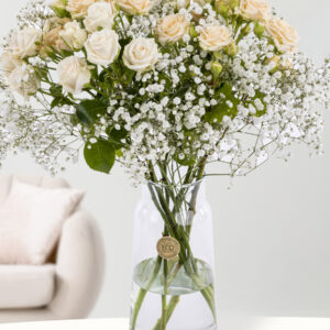 Trosrozen boeket wit/crème | Medium