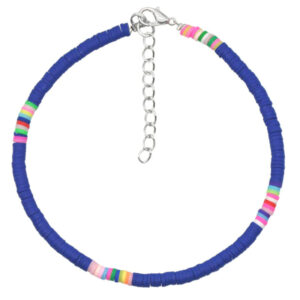 Vrolijke Enkelband met 4mm Kralen - Donkerblauw