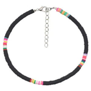 Vrolijke Enkelband met 4mm Kralen - Zwart