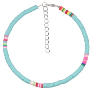 Vrolijke Enkelband met 4mm Kralen - Turquoise